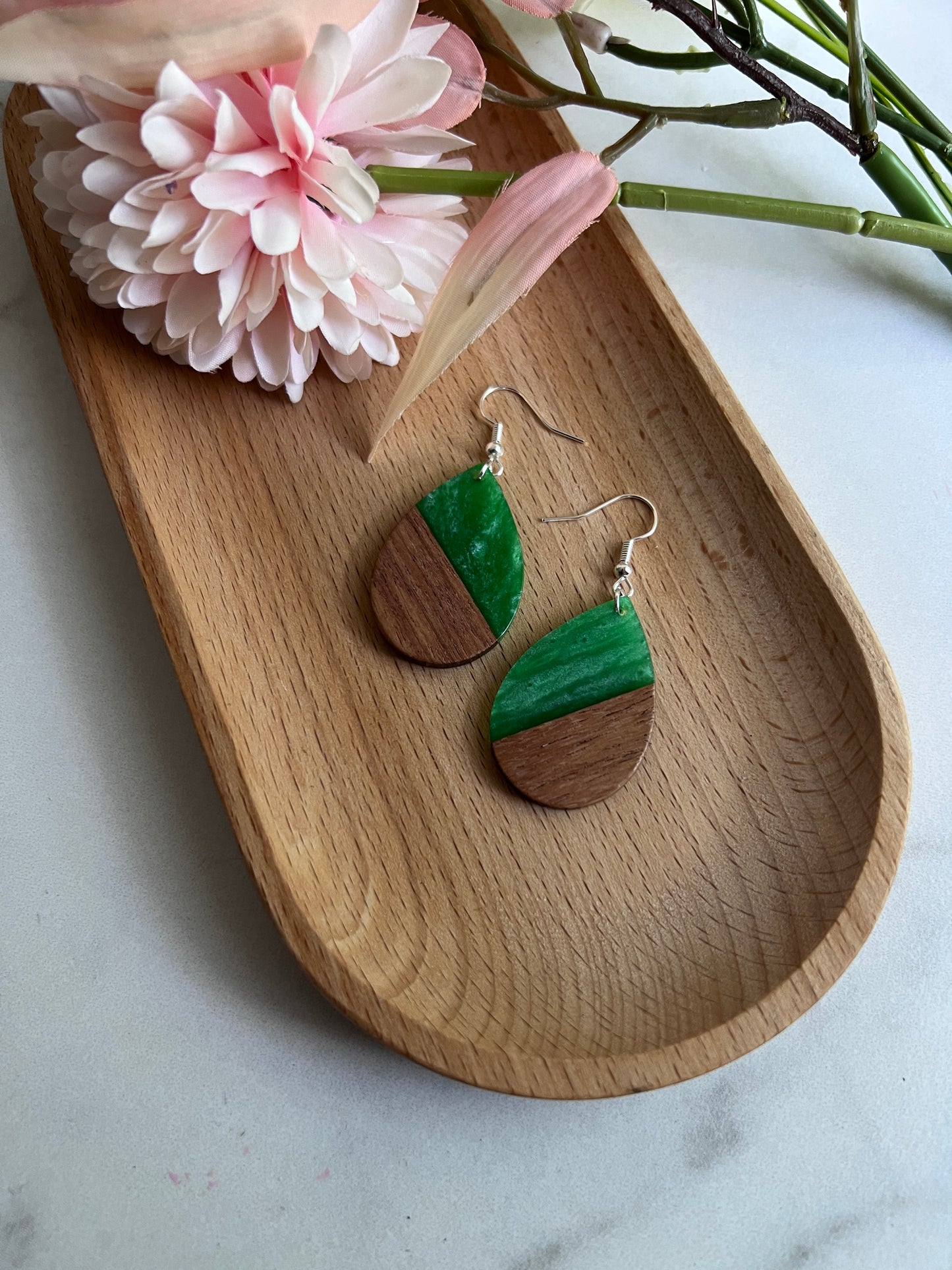 Vintage Resin and Walnut Teardrops