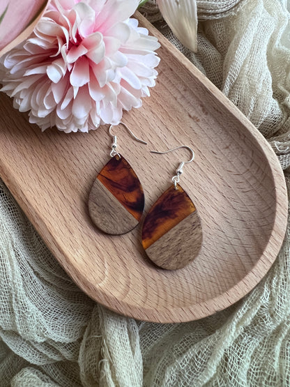 Vintage Resin and Walnut Teardrops